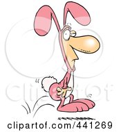 Royalty Free RF Clip Art Illustration Of A Cartoon Man Hopping In A Bunny Suit