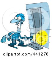 Poster, Art Print Of Cartoon Burglar At A Door