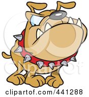 Poster, Art Print Of Cartoon Bulldog Wearing A Spiked Collar