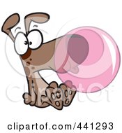 Cartoon Dog Blowing Bubble Gum