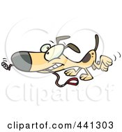 Royalty Free RF Clip Art Illustration Of A Cartoon Happy Dog Carrying A Leash by toonaday