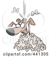 Royalty Free RF Clip Art Illustration Of A Cartoon Dog Being Buried In A Bone Landslide