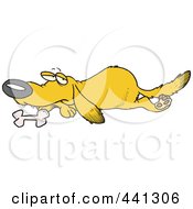 Cartoon Yellow Lab Dog Resting By His Bone