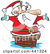 Poster, Art Print Of Cartoon Santa Smiling In A Chimney