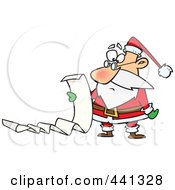 Poster, Art Print Of Cartoon Santa Reading A Long List