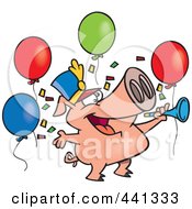 Poster, Art Print Of Cartoon Celebrating New Year Pig