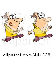 Royalty Free RF Clip Art Illustration Of A Cartoon Man Trying To Catch Up With Himself