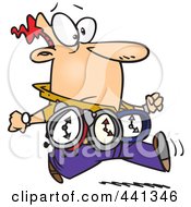 Royalty Free RF Clip Art Illustration Of A Cartoon Timely Man Wearing Three Clocks by toonaday