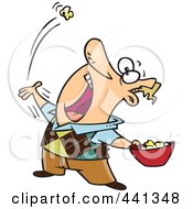 Poster, Art Print Of Cartoon Man Skillfully Tossing Popcorn Into His Mouth