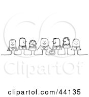 Clipart Illustration Of A Line Of Stick Business Men And Women Smiling