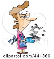 Royalty Free RF Clip Art Illustration Of A Cartoon Grumpy Woman Holding A Burnt Cake