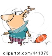 Royalty Free RF Clip Art Illustration Of A Cartoon Man Carrying A Deflating Balloon by toonaday