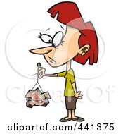 Poster, Art Print Of Cartoon Woman Holding A Trashed Fragile Package