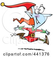 Royalty Free RF Clip Art Illustration Of A Cartoon Christmas Elf Leaping