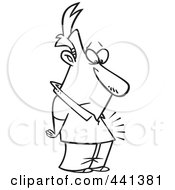 Royalty Free RF Clip Art Illustration Of A Cartoon Black And White Outline Design Of A Man With An Inner Glow by toonaday