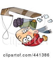 Poster, Art Print Of Cartoon Boy Going Upside Down On His Sled