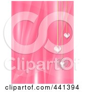 Royalty Free RF Clip Art Illustration Of Three Diamod Heart Pendants Over A Pink Ripple Background by elaineitalia