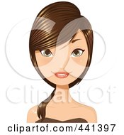 Royalty Free RF Clip Art Illustration Of A Young Woman With Her Long Brunette Hair In A Pony Tail