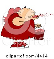 Saint Valentines Day Cupid Blowing Love Hearts Into The Air Clipart