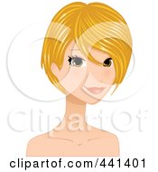 Poster, Art Print Of Beautiful Young Woman With Short Blond Hair - 1