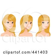 Poster, Art Print Of Digital Collage Of A Beautiful Young Woman With Long Blond Hair Styles
