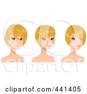 Poster, Art Print Of Digital Collage Of A Beautiful Young Woman With Short Blond Hair Styles