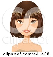 Royalty Free RF Clip Art Illustration Of A Brunette Woman Smiling With A Short Hair Cut 2