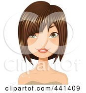 Royalty Free RF Clip Art Illustration Of A Brunette Woman Smiling With A Short Hair Cut 3