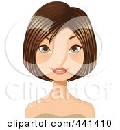 Royalty Free RF Clip Art Illustration Of A Brunette Woman Smiling With A Short Hair Cut 1