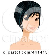 Royalty Free RF Clip Art Illustration Of A Pretty Young Woman With Short Black Hair 2