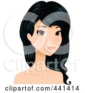 Royalty Free RF Clip Art Illustration Of A Pretty Young Woman With Long Black Hair 1 by Melisende Vector #COLLC441414-0068