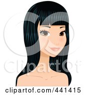 Poster, Art Print Of Pretty Young Woman With Long Black Hair - 3