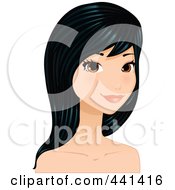 Poster, Art Print Of Pretty Young Woman With Long Black Hair - 2