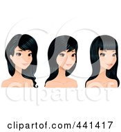 Poster, Art Print Of Digital Collage Of A Young Woman With Long Black Hair Styles