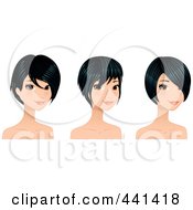 Poster, Art Print Of Digital Collage Of A Young Woman With Sgirt Black Hair Styles