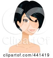 Poster, Art Print Of Pretty Young Woman With Short Black Hair - 1