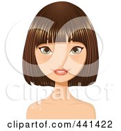 Royalty Free RF Clip Art Illustration Of A Brunette Woman Smiling With A Short Hair Cut 5