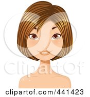 Poster, Art Print Of Pretty Young Woman With Short Highlighted Brunette Hair - 1