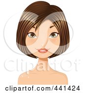 Royalty Free RF Clip Art Illustration Of A Brunette Woman Smiling With A Short Hair Cut 4