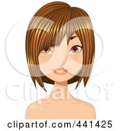 Poster, Art Print Of Pretty Young Woman With Short Highlighted Brunette Hair - 3