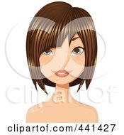 Royalty Free RF Clip Art Illustration Of A Brunette Woman Smiling With A Short Hair Cut 6