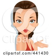 Royalty Free RF Clip Art Illustration Of A Pretty Brunette Woman Blowing An Air Kiss