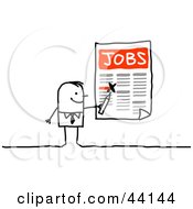 Poster, Art Print Of Stick Businessman Highlighting Job Openings On A Poster
