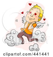 Royalty Free RF Clip Art Illustration Of An Infatuated Man In The Clouds Over Pink