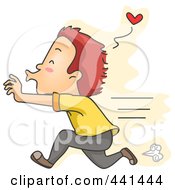 Poster, Art Print Of Man Running With Puckered Lips Over Yellow