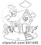 Royalty Free RF Clip Art Illustration Of An Outlined Valentine House