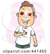 Royalty Free RF Clip Art Illustration Of A Man With Apple Eyes Over Pink