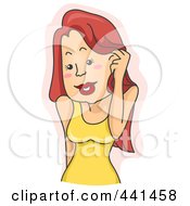 Royalty Free RF Clip Art Illustration Of A Woman Blushing Over Beige