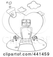Royalty Free RF Clip Art Illustration Of An Outlined Heart Shaped House
