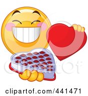 Poster, Art Print Of Valentine Smiley Emoticon With Chocolates